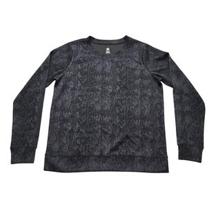 Gaiam Hudson Pullover Snake Print Sweatshirt Black Athleisure Womens Medium NWT